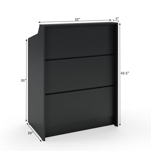 Small Reception Desk with Drawer, 32in Retail Counter, Checkout Stand