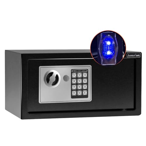 JUGREAT Safe Box with Sensor Light,Electronic Digital Security Safe Steel Construction Hidden with Lock，Wall or Cabinet Anchoring Design for Home Office Hotel Business 0.7 Cubic Feet Black
