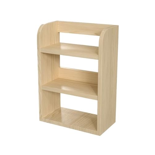 Bookcase Storage Rack Desktop Multipurpose Wooden Bookshelf Stand 3-Tier Simple Storage Rack for Office Home Book Shelf(Small)