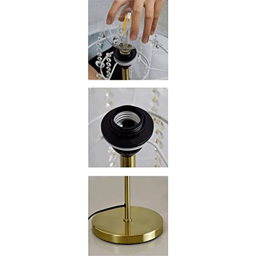 POCHY Luxury Floor Lamp Floor Lamp Modern Crystal Led Standing Lamps Fabric Lampshade Bedroom Floor Light for Home Living Room Bedside Interior Easy use