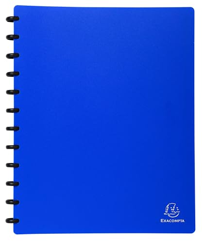 Exacompta - Ref 86362E - Box of 4 Removable Ring Binders with 30 Removable Grained Pockets - 60 Views - for A4 - Size 24.5 x 31 cm - Opaque Hard Cover - Color Blue