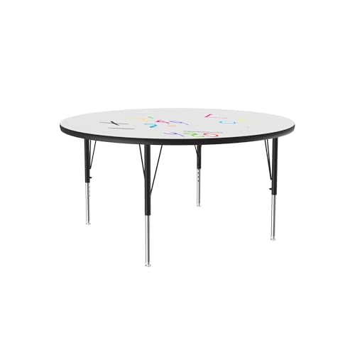 Correll 60" Round Dry Erase Classroom Activity Table, Markerboard/Black