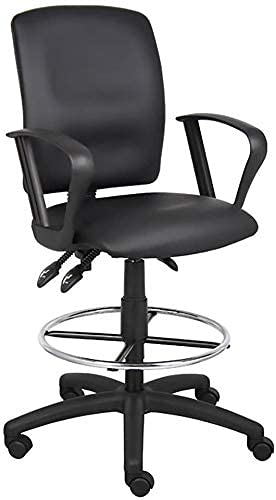 Nicer Interior Multi-Function Leatherette Drafting Chair, Loop Arms