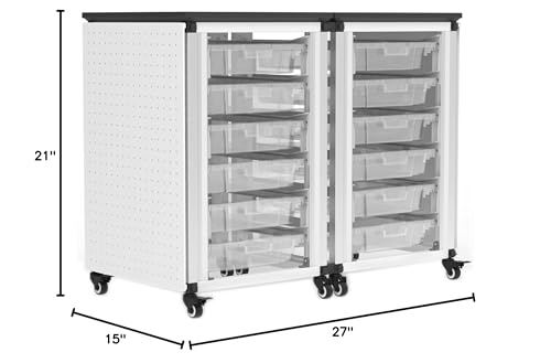 LUXOR MBS-STR-21-12S Modular Classroom Storage Cabinet - 2 Side-by-Side modules with 12 Small Bins