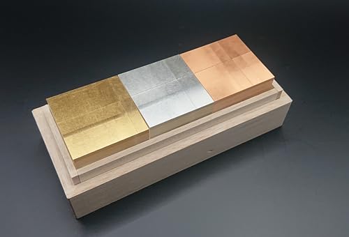 REKISEISHA Metal Leaf Cube 3 Colors Sets [Gold, Silber and Copper] Hot Stamping Made in Japan Ideal for Interior Decoration and Gifts