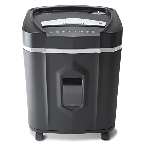 Aurora High-Security 12-Sheet Micro-Cut Paper/CD and Credit Card Shredder with 5 Gallon Pullout Basket / 60 Mins Running Time/Security Level P-4