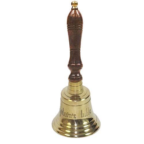 New Solid Brass School Bell, Wooden Handle Hand Bell Multipurpose Call Service Bells
