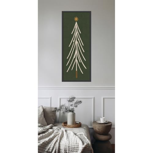 Kate and Laurel Framed Fabric Pinboard, 17x41 Christmas Tree Panel Design