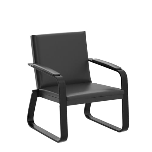 wonline 2Pcs Waiting Room Chair with Armrest Black PU Leather Office Furniture, Office Guest Seating Lobby Conference Reception Chairs for Airport Clinic Hospital Bank Salon Barber