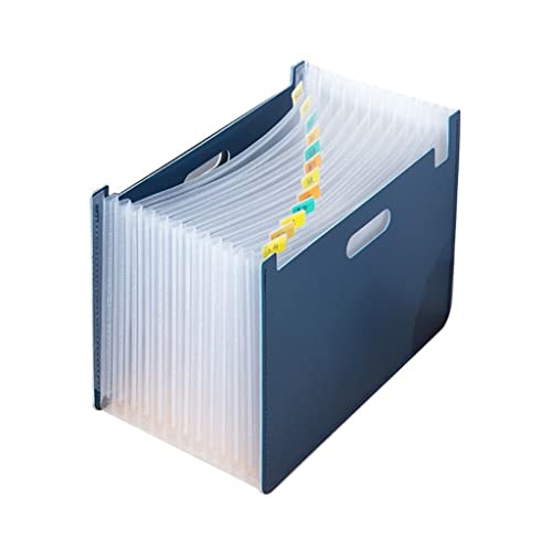 HBJWOV 13 Pockets Expanding File Folder A4 Organizer Document Paper Storage Holder School Office Supplies(Blue)