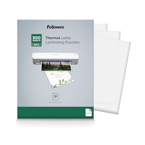 Fellowes Thermal Clear Laminating Pouches, Letter Size Sheets, 3 Mil, 300pk