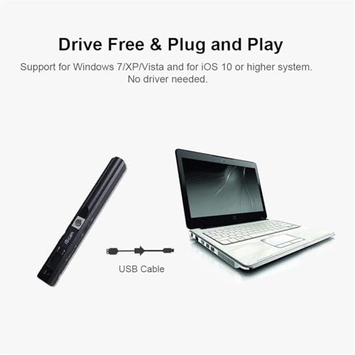 IScan Portable Scanner Mini Handheld Document A4 Book JPG and PDF Format 300/600/900 DPI Wireless(Output 0-5V)