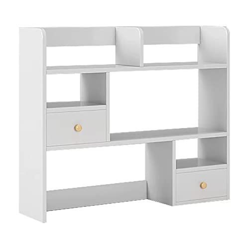 hezhuhe2258 Book Shelf White Wood Desktop Shelf Organizer Office Dorm Desk Bookshelf Storage Display Rack Large Size and Capacity(L113*D17*H80cm)