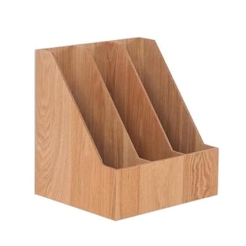 UWYTGF File Rack File Holder 3 Vertical Compartments Magazine File Holder,Desk Organizer Document Folder,Natural