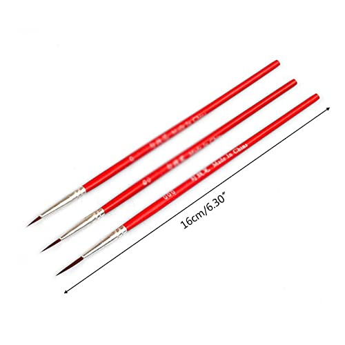 3 Nylon Brush Hook Cable Professional Pointed Brush for Acrylic Water Color Painting (Color : Golden) (Golden)
