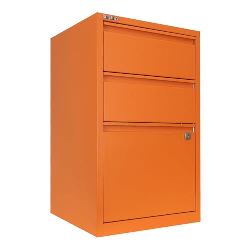 3-Drawer Flush Front Vertical File Cabinet - Orange, by Bisley
