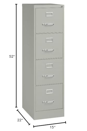 Scranton & Co 4 Drawer Metal Filing Cabinet, 22" Deep, Lockable Top Drawer, Light Gray Steel Vertical File Cabinet for Office, Fully Assembled