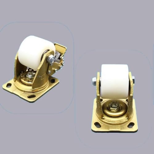 75mm Casters Heavy Duty Castor Wheels 2000kg Industrial Swivel Castors with Brake Low Center of Silent Nylon Iron Core Double Bearing 4 Pcs