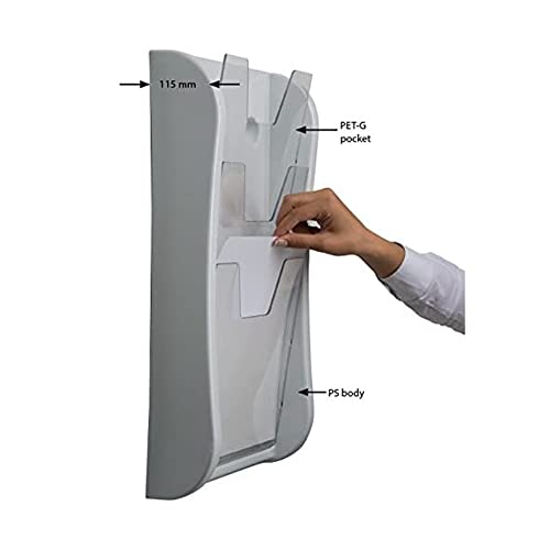 M&T Displays Wall Unit 3 Tier 8.5x11 inch Wall Mounting Plastic Clear PET Pocket Brochure File Organizer Office Document Magazine Folder Rack Portrait Indoor White
