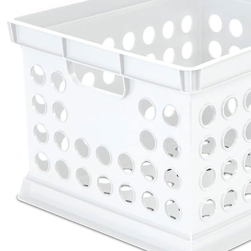 Sterilite Storage Crate Bin File Organizer for Home & Office,White, 18-Pack