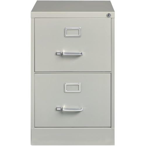 Pemberly Row 2 Drawers 28.38" Vertical Gray Metal Filing Cabinet Lockable Pre-Assembled Stationary Legal Size for Home, Office