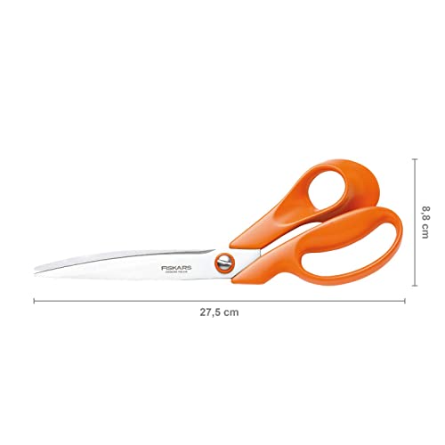 Fiskars Tailor Scissors, Length: 27 cm, Stainless Steel Blade/Plastic Handles, Orange, Classic, 1005145, 9.4 x 27 x 2.1 cm