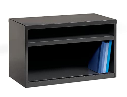 Hirsh 36 Inch Wide Low Credenza Metal Lateral Cabinet with Open Shelves for Home and Office, Charcoal