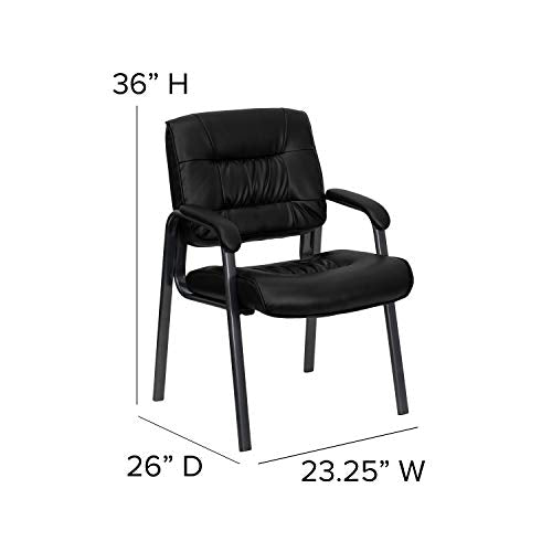 Flash Furniture Haeger LeatherSoft Tufted Executive Reception Chair with Padded Armrests, Upholstered Side Chair for Living Room or Office, Black