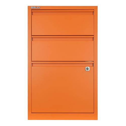 3-Drawer Flush Front Vertical File Cabinet - Orange, by Bisley