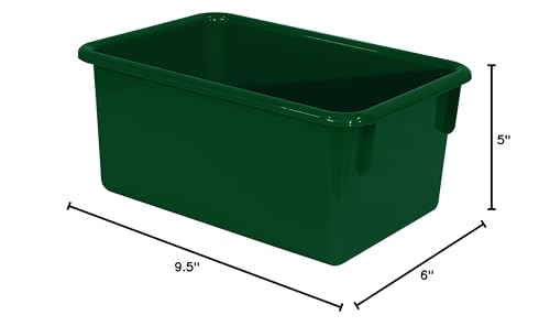 Wood Designs Cubby Storage Bin, Heavy Duty Plastic Containers for Kids Green Cubby Tray Set of 12