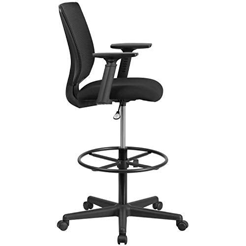BizChair Ergonomic Mid-Back Mesh Drafting Chair with Adjustable Foot Ring and Arms