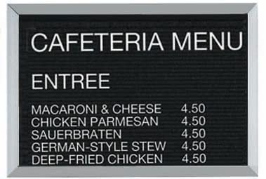 Aarco Products 12"x18" Aluminum Framed Black Felt Letter Board Open Face Message Center