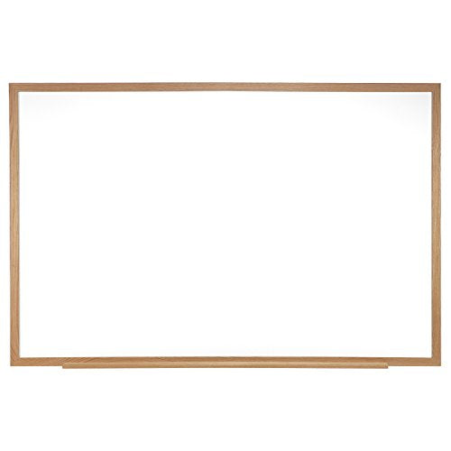 48.5" x 96.5" Wood Frame Porcelain Magnetic Whiteboard With 1 Marker and Eraser