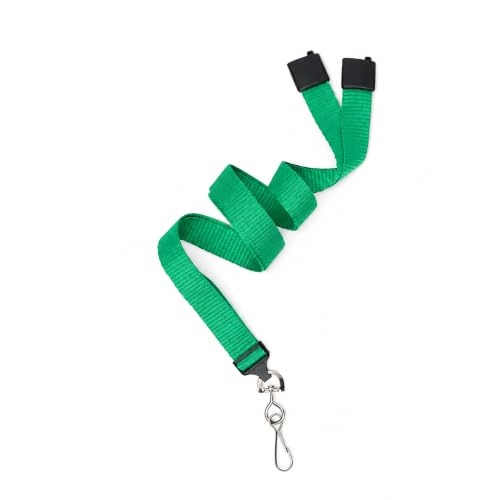Specialist ID Bulk 100 Pack - Wide Lanyard with Breakaway Clasp and Swivel Metal Hook - Premium 5/8 Inch Neck Strap Name Badge and Key Card Holder for School, Cruise, Travel and More (Green)