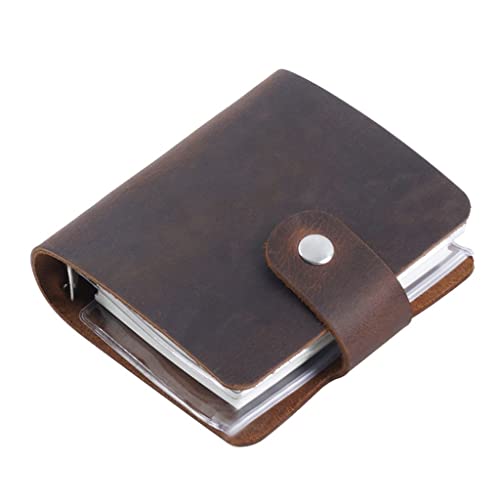 ONMYJFD Retro Journal Crazy Horse Leather A9 3 Rings Mini Diary Weekly Planner Loose-Leaf Hand Account Cowhide Notepad Portable Memo pad(D)