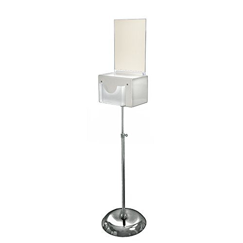 Azar Displays 206320-WHT 9" W x 6.25" D x 6.25" H Large White Suggestion Box with Pocket, Lock & Keys on Pedestal