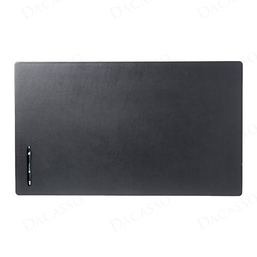 DACASSO Classic Leather Desk Pad - Luxury Leather Desk Blotter for Writing - Padded Executive Desk Surface Protector - (Black, 34” x 20”)