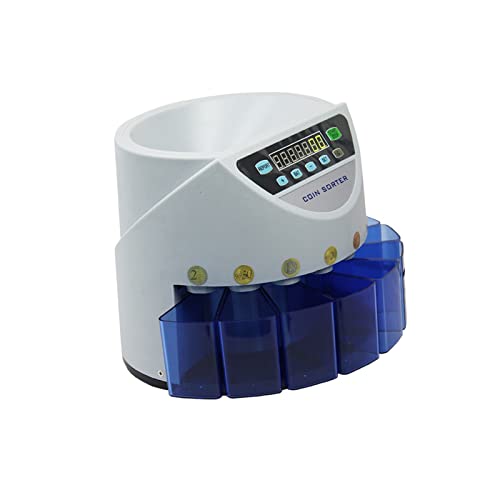 GAZOGJ Money Counter Bill Counter Machine Blue Mixed Coin Value Sorter Euro Coin Counter for European Market Coins Counting Machine with 8 Money Tube Fast and Easy to Use,Malaysia