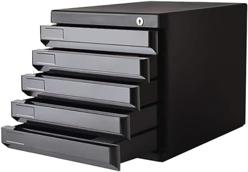 noxozoqm Desktop Cabinet 4 Drawers with Safety Lock, Desk Organizer File Cabinet Office Supplies Desktop Storage Organizer Box. (Color : Black)