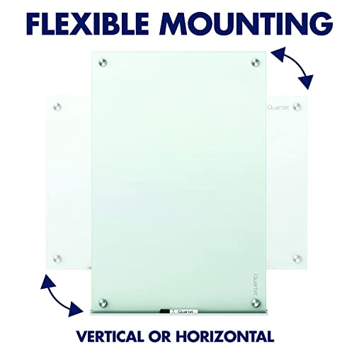 Quartet Whiteboard, Glass Dry Erase Board, Magnetic, 6' x 4', Infinity Frameless Mounting, White Surface, Accessory Tray, 1 Dry Erase Marker and 2 Glass Board Magnets (G7248W)
