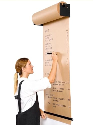 LLurAQE LNNW Kraft Paper Dispenser Studio Office Kraft Paper Dispenser & Cutter with 50m Long Paper Roll, Kraft Paper Holder for to-Do Lists, Drawing Board(Black Holder,37cm/14.5)