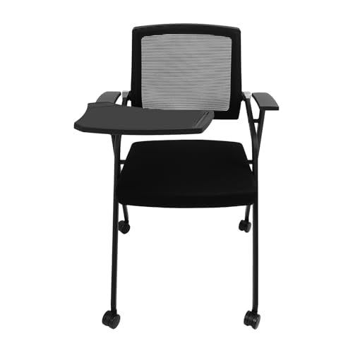 WsrrLun Foldable Reception Chair Tablet Arm Chair Mesh Guest Nesting Chair with Caster Wheel for Conference Halls Office Schools Meeting Rooms
