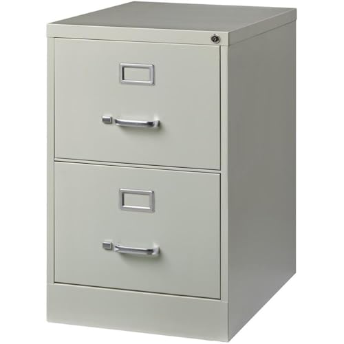 Cooper 25" 2-Drawer Metal Vertical File Cabinet, Gray Finish, Legal Width, Commercial Grade Steel Construction, Locking Storage, Ball-Bearing Slides, Office Filing Cabinet for Business or Home