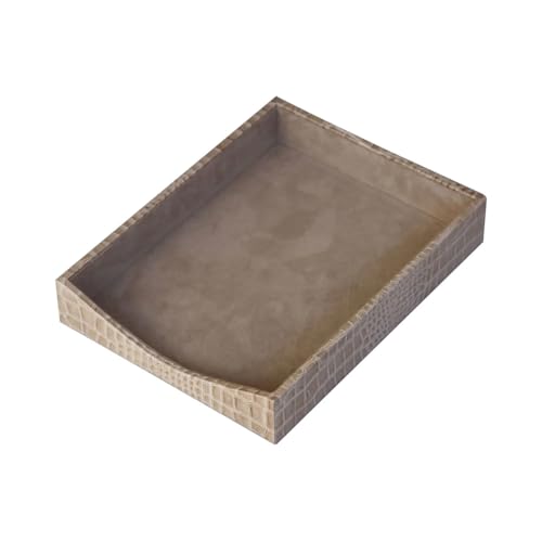 DACASSO Protacini Breeze Beige Italian Leather Desktop Letter Tray - Luxury Letter Holder & Paper Organizer for Desk - Office Organization & Executive Desk Decor - (Breeze Beige)