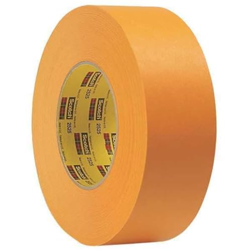 3M Scotch 2525 Flatback Paper Performance Masking Tape, 300 Degree F Performance Temperature, 49 lbs/in Tensile Strength, 60 yds Length x 2" Width (Case of 24)