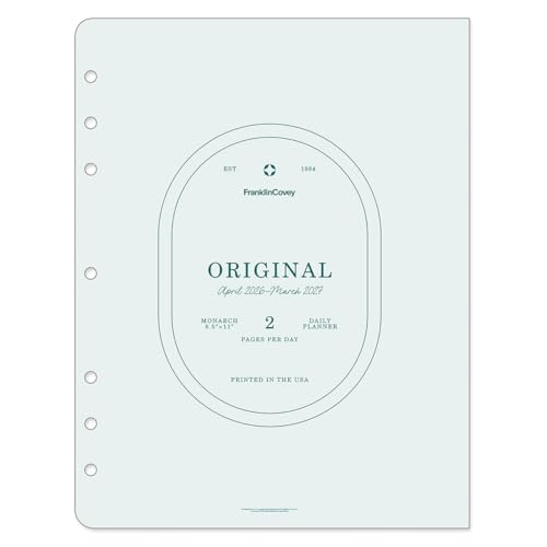 FranklinCovey - Original Planner Refill | Two Page Per Day - Ring-Bound (Monarch, Apr 2026 - Mar 2027)