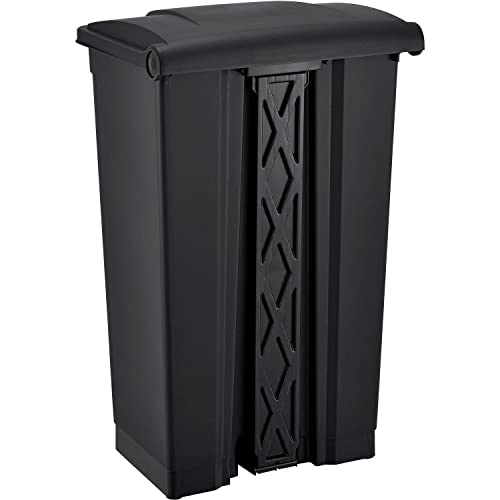 Global Industrial Indoor Rectangular Step On Trash Can with Flat Lid,