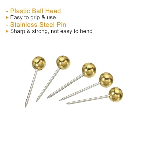 Pins 200Pcs 4x15mm Pins Round Head Map Tacks Thumb Steel Point for World Maps Cork Boards Great for Displaying Or Hanging(Silver Tone)