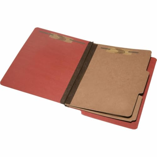 SKILCRAFT 7530-01-590-7104 Six-Part End Tab Classification Folder, Letter Size, 2 Dividers, Red (Box of 10)