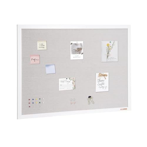 VEVOR 48"x36" White Cork Board with Linen Surface – Stylish Wall-Mounted Bulletin Board for Home, School, Office – Elegant & Functional Noticeboard